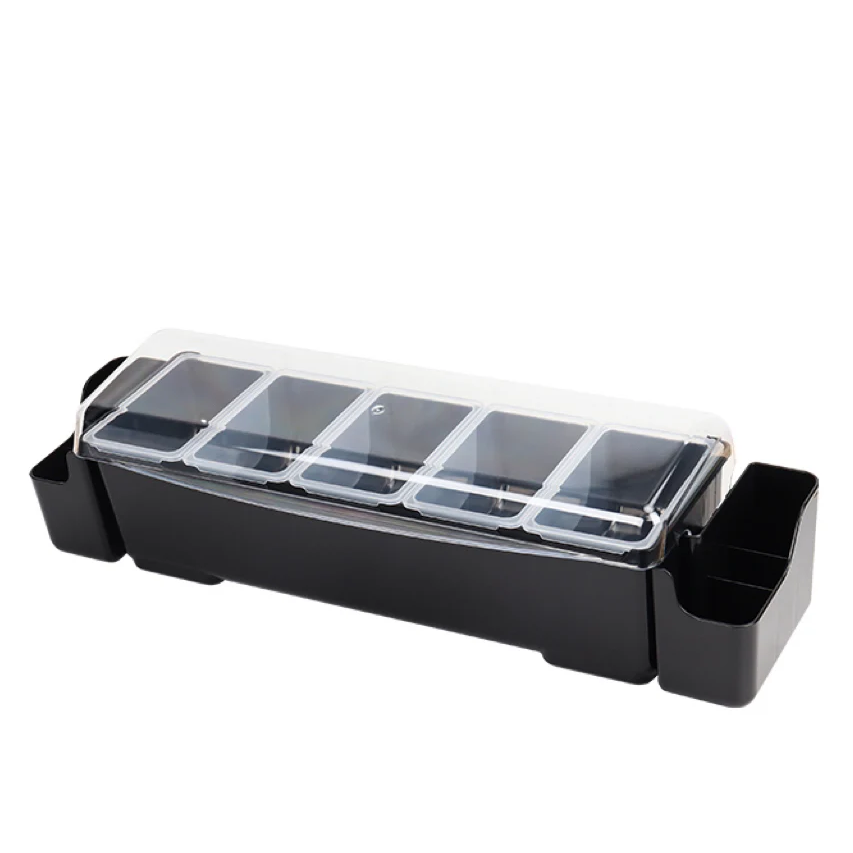 5 Compartment Seasoning Bar Condiment Box with 2 holders