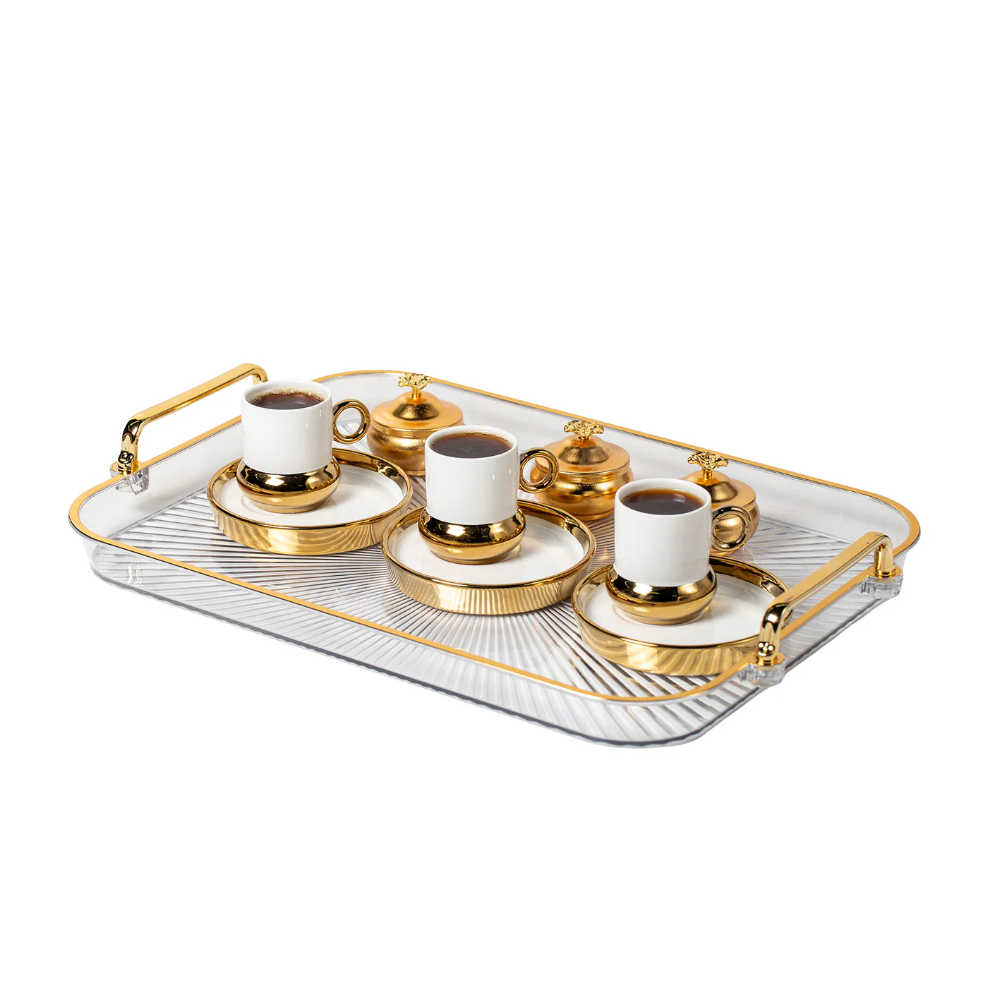 Plexi with Golden Rim Shine Tray Medium 41 cm