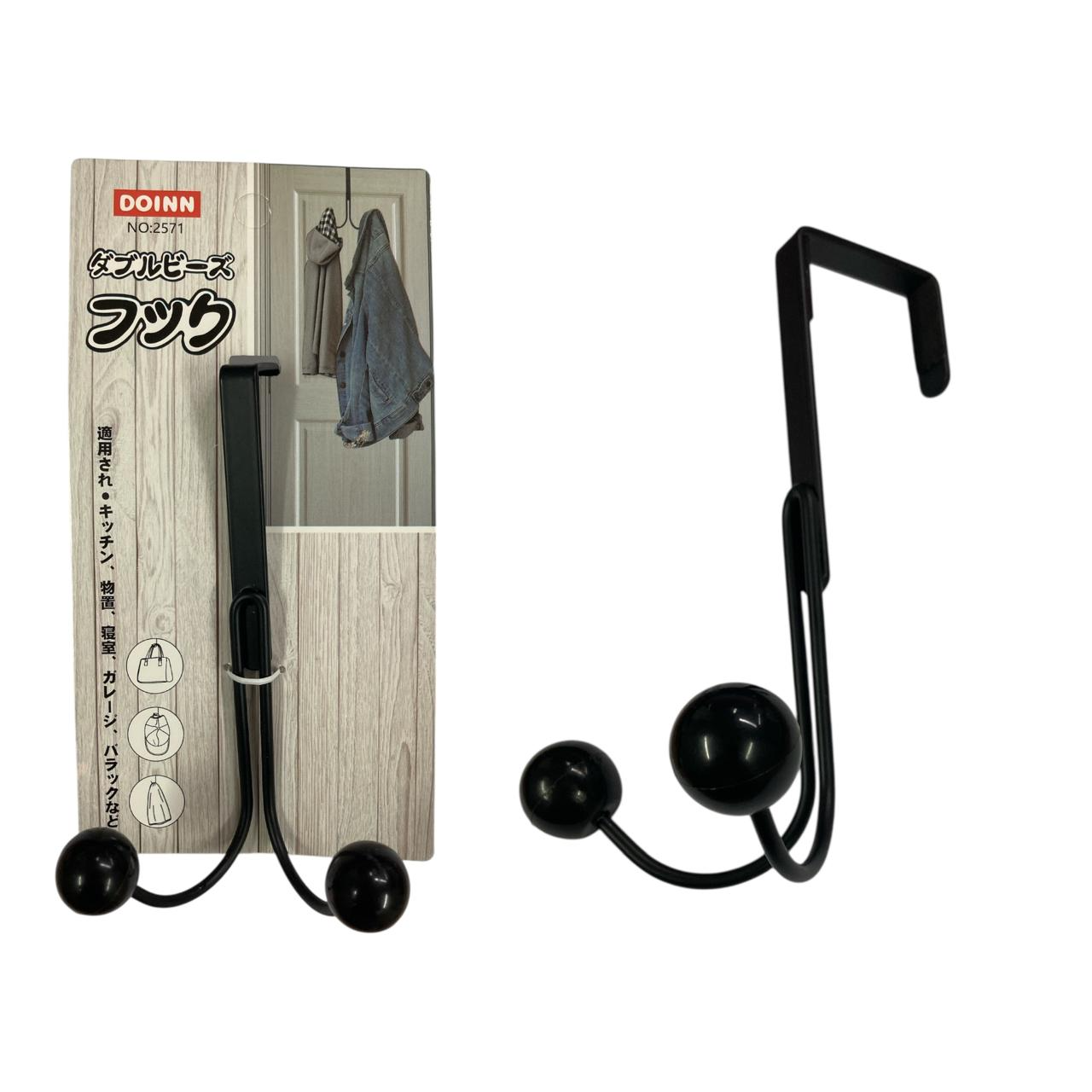 DOINN Black Metallic over the door hanger with 2 hooks