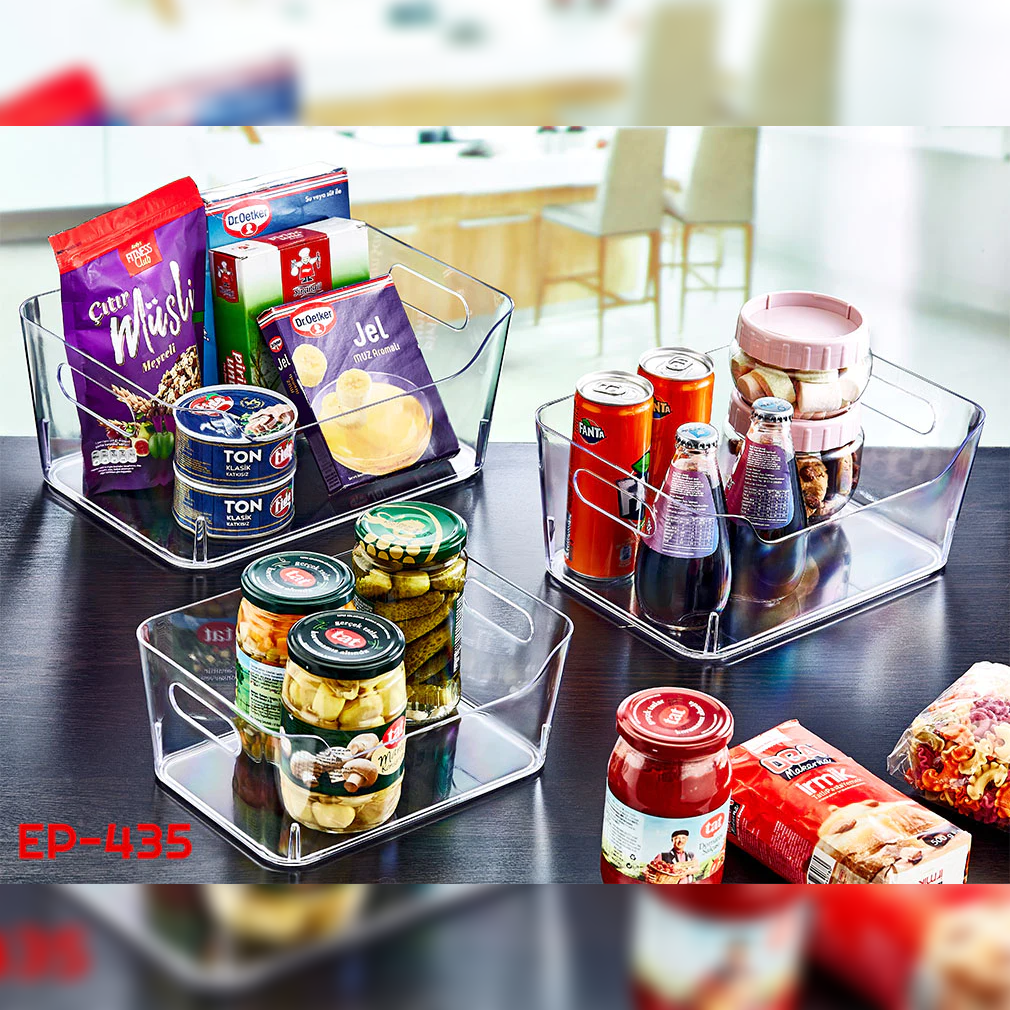 Clear Organizer with Side Handle Holes Small 22x16x9.5- Lunaz Shop