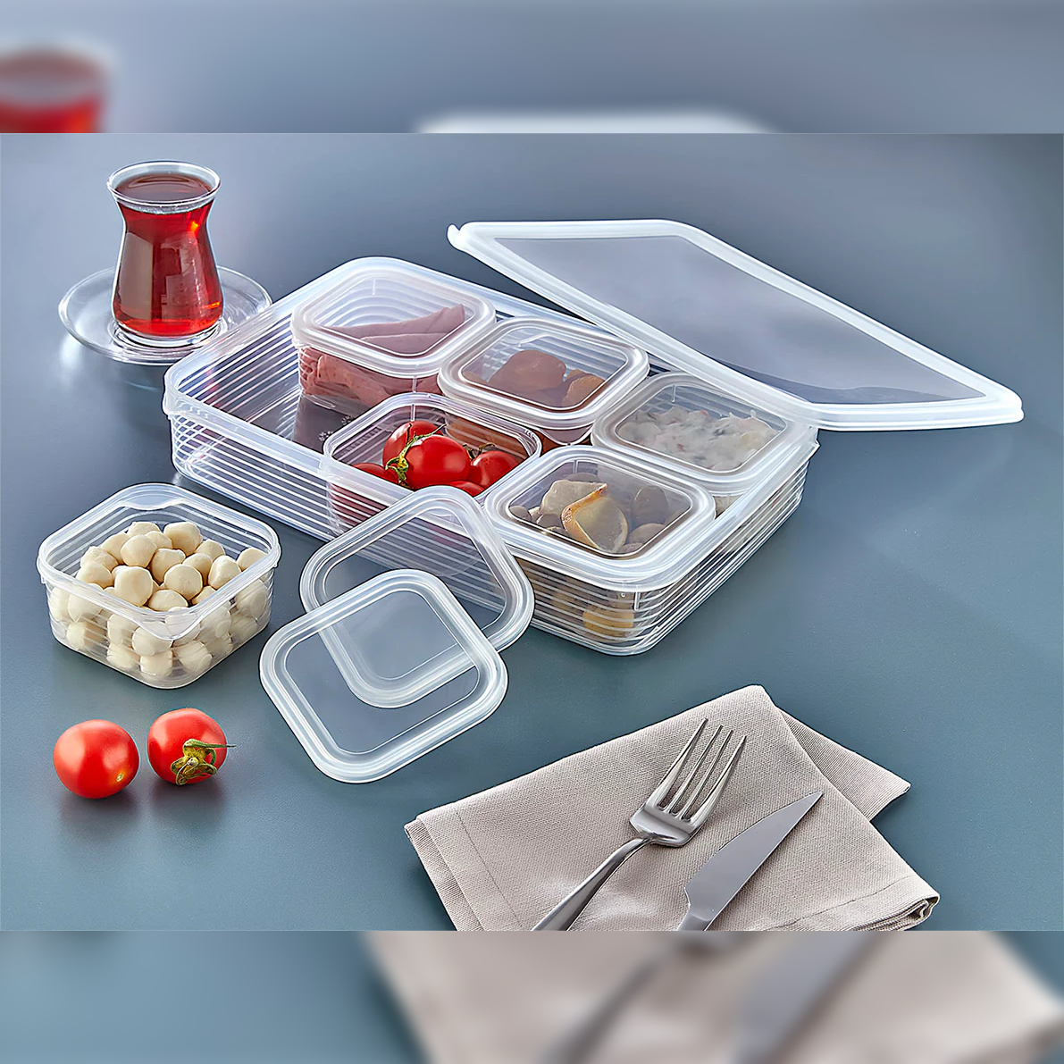 Line Low Storage Box Set of 7 Pieces: 6+1 2.4L & 6x0.30L