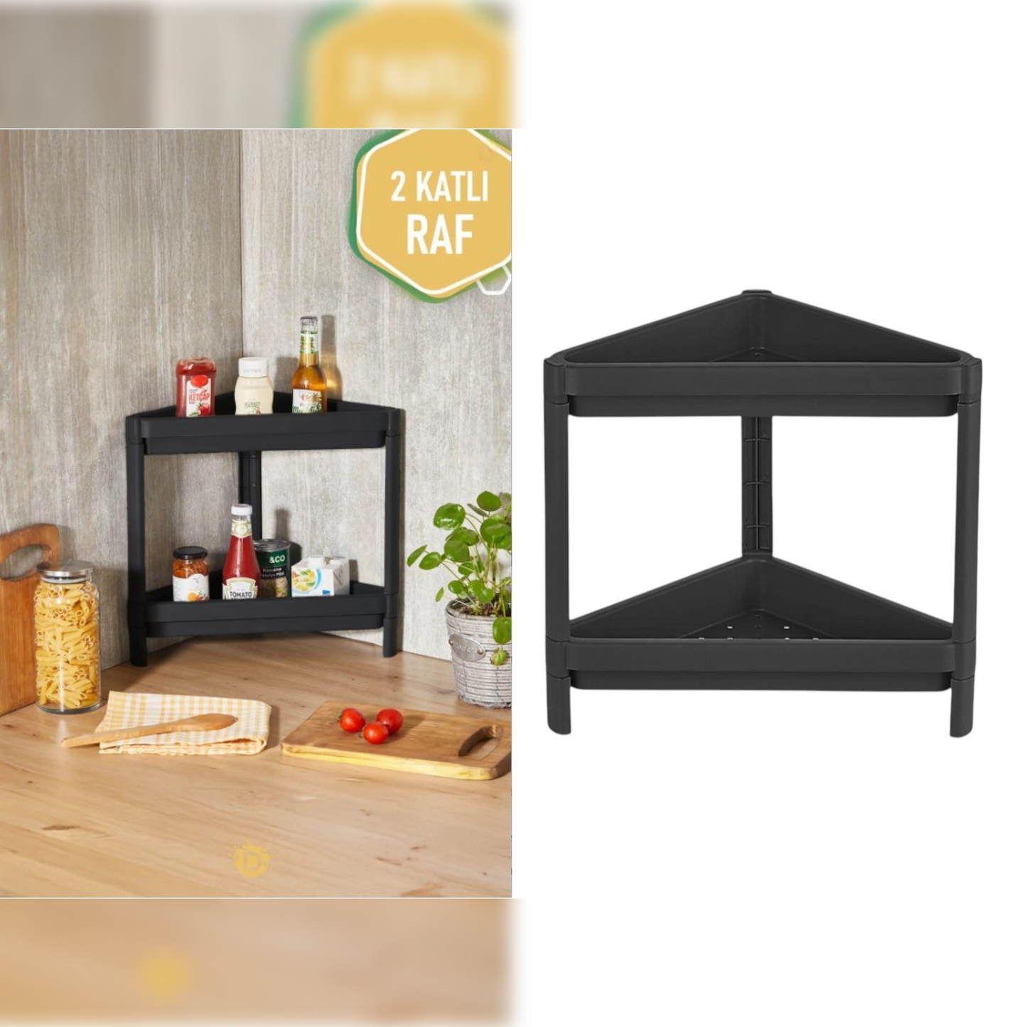 2 Tiers Corner Shelf Unit