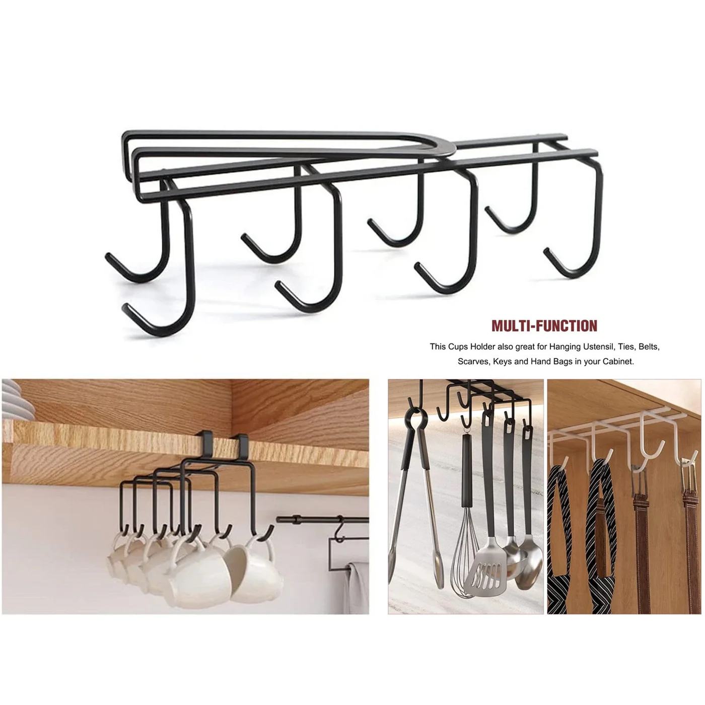 Eight Hooks Metallic Under Shelf Hangers