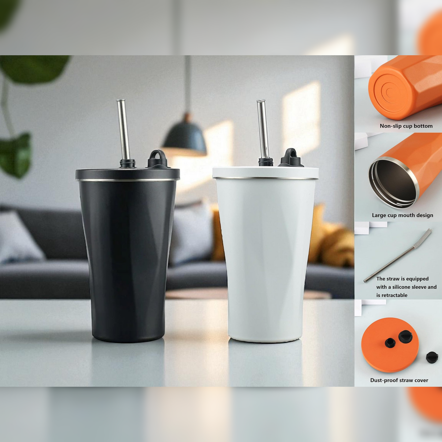 Leak Proof 600 ml Travel Cup with SS Straw