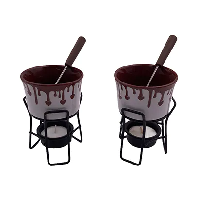 Stone Ware Chocolate Fondue Set for 2