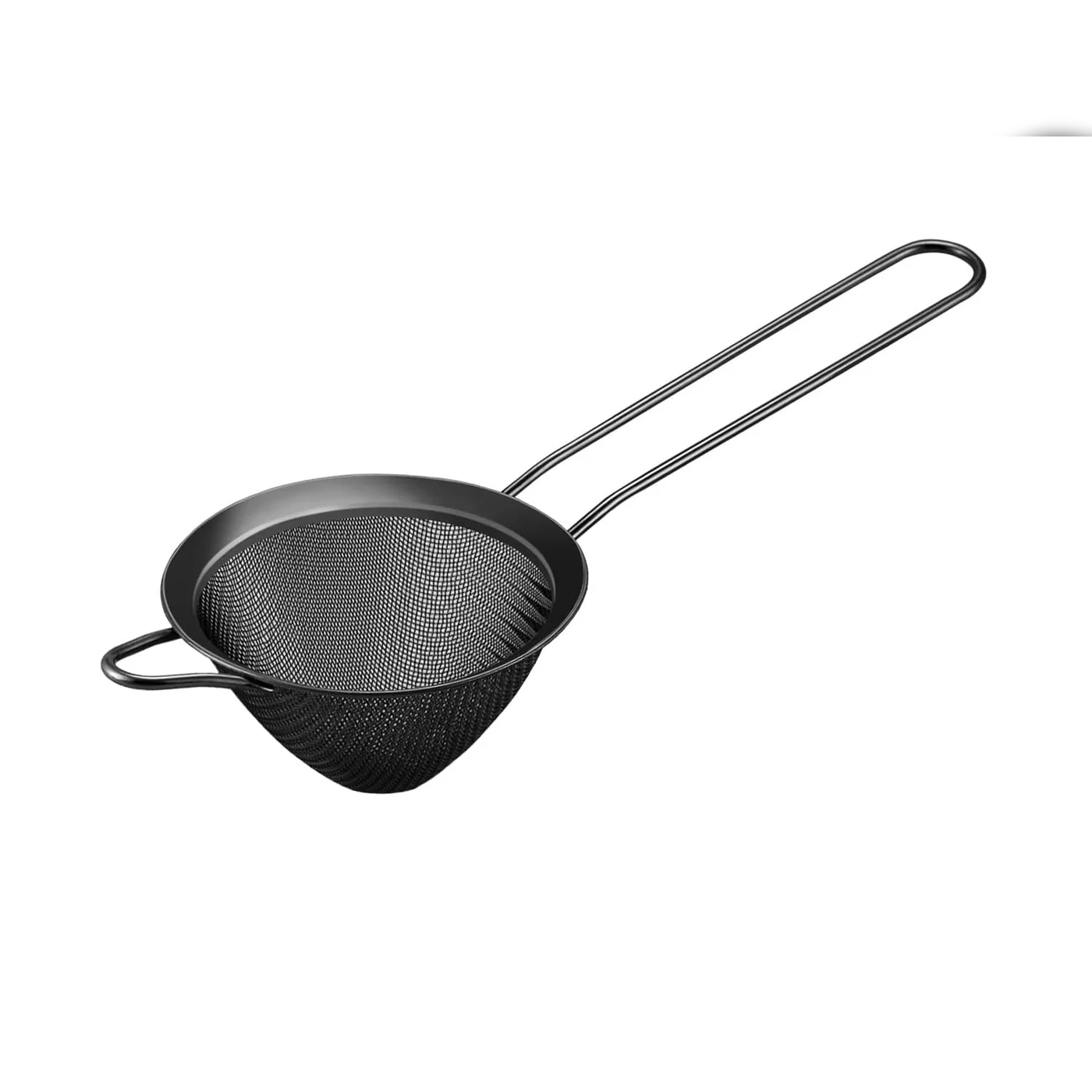 Matt Black Conical Fine Mesh SS Strainer 8.5 cm