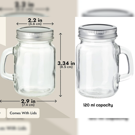 Small Mason Glass Jar 120 ml X2