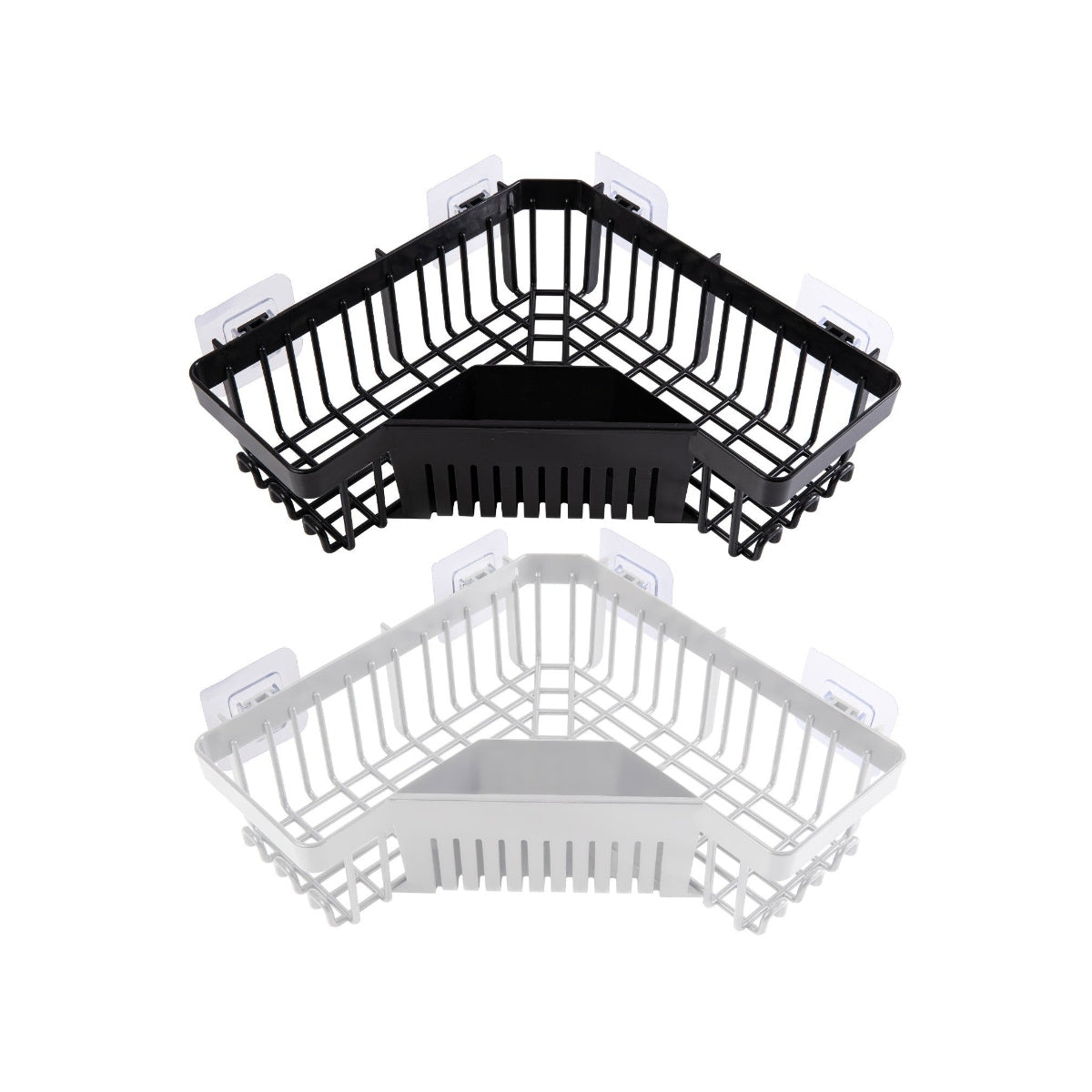 Plastic Bathroom Corner Shelf Basket w Strong Adhesive