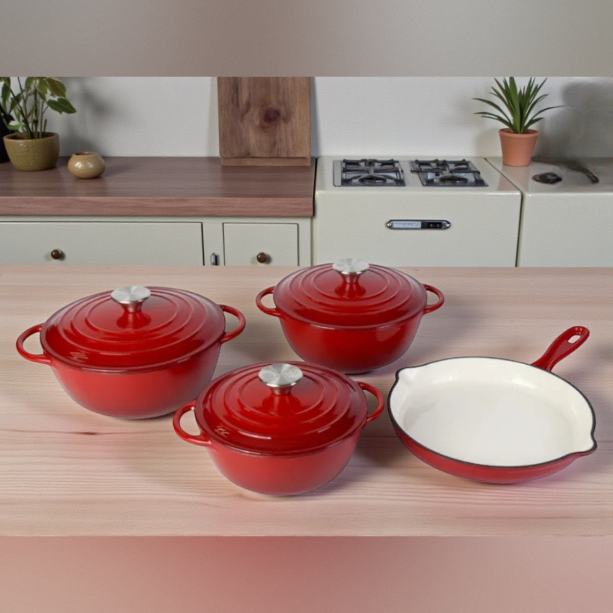 Enameled Cast Iron Cookware Set 7 Pieces
