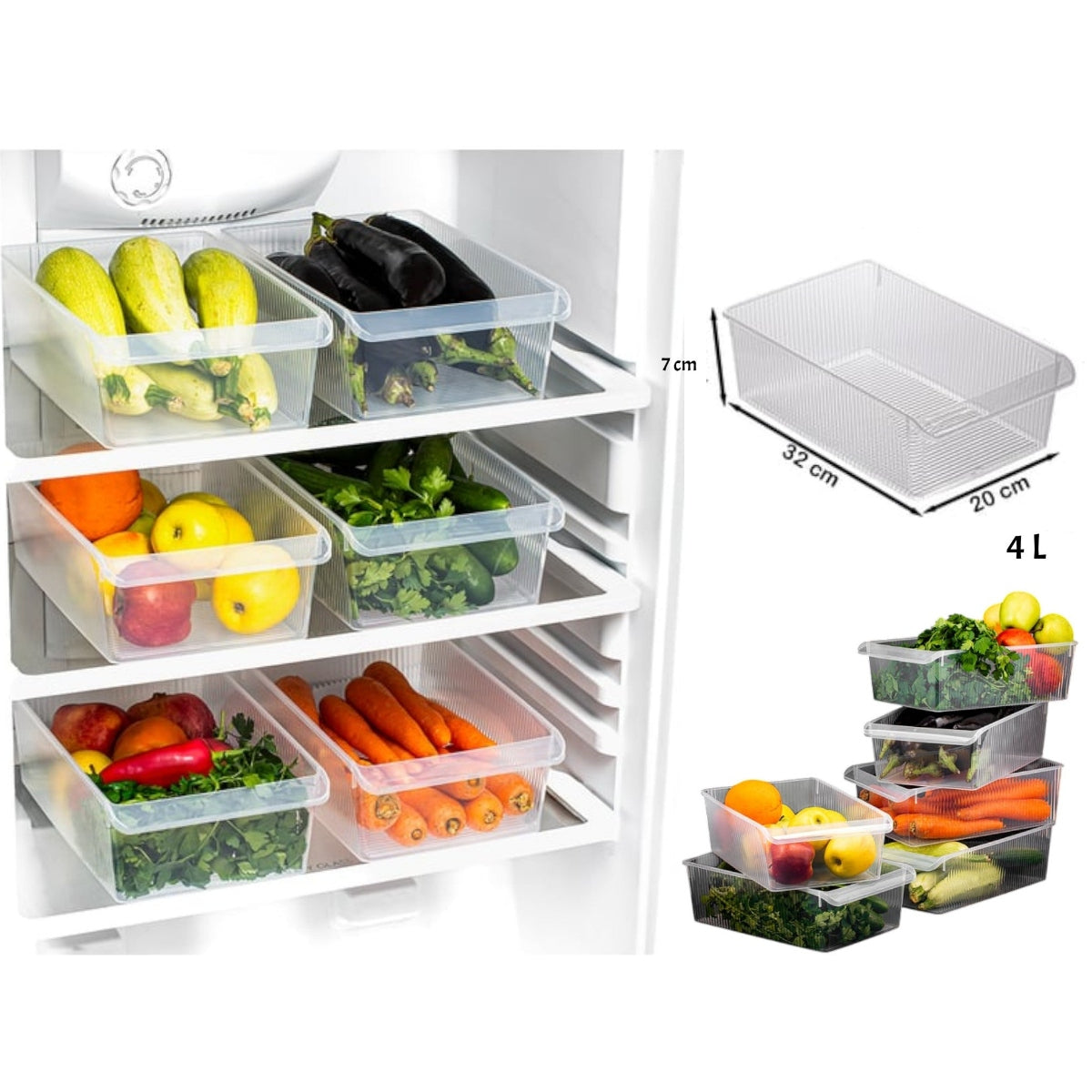 4 L Plastic Refrigirator Organizer Without Lid