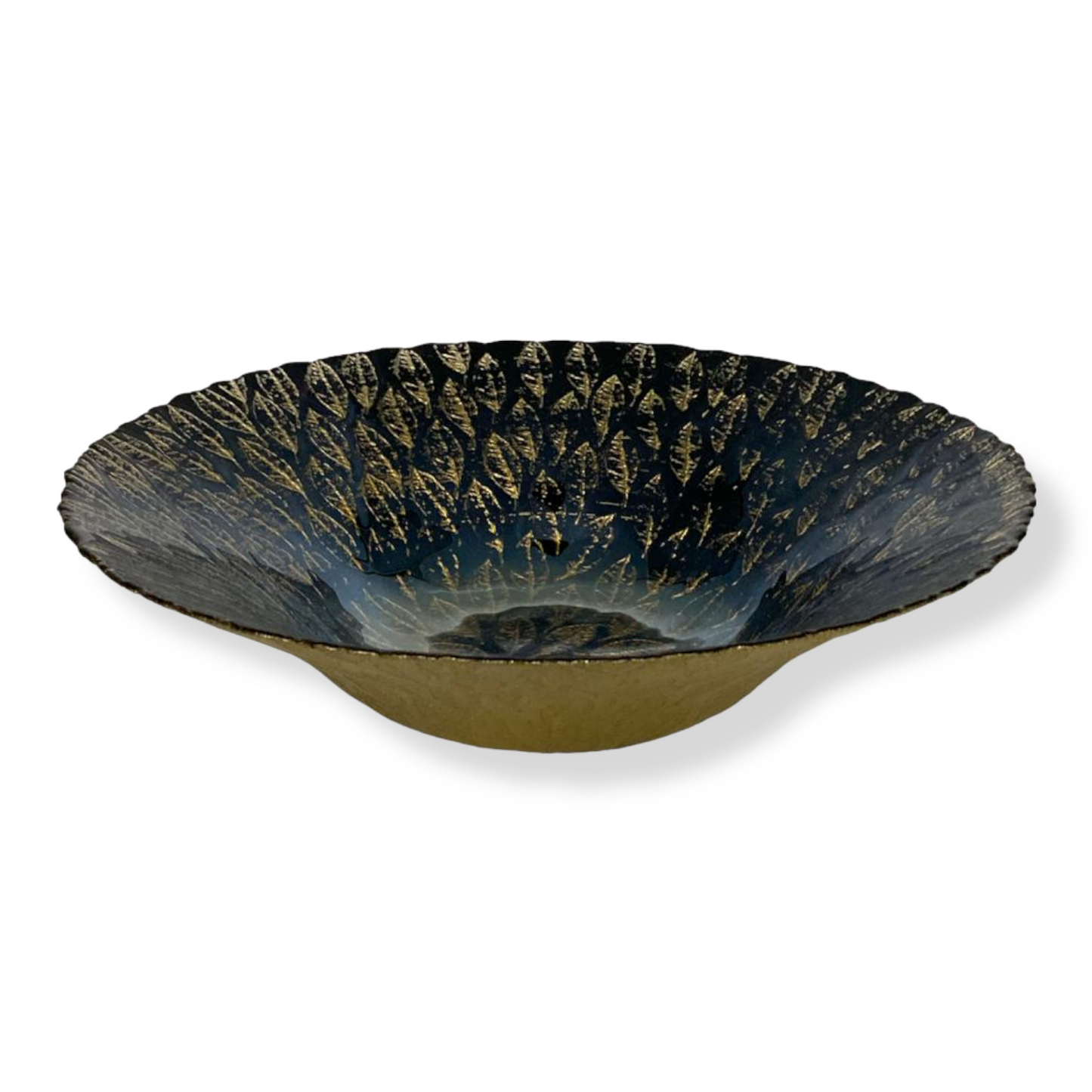 Round Glass Decorated Deep Bowl 30 cm - Lunaz Shop