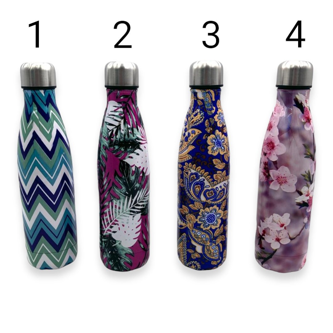 Decorated Stainless Steel Vacuum Water Bottle 500ml - Lunaz Shop