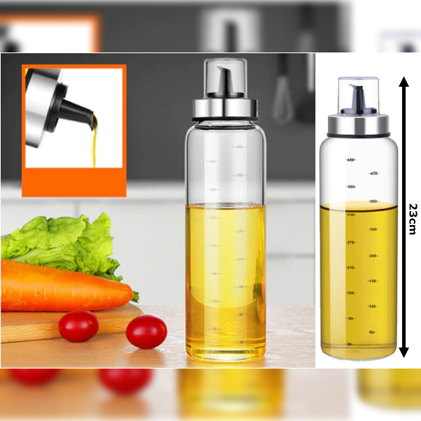 Glass Oil Bottle with SS cover 500 ml - Lunaz Shop