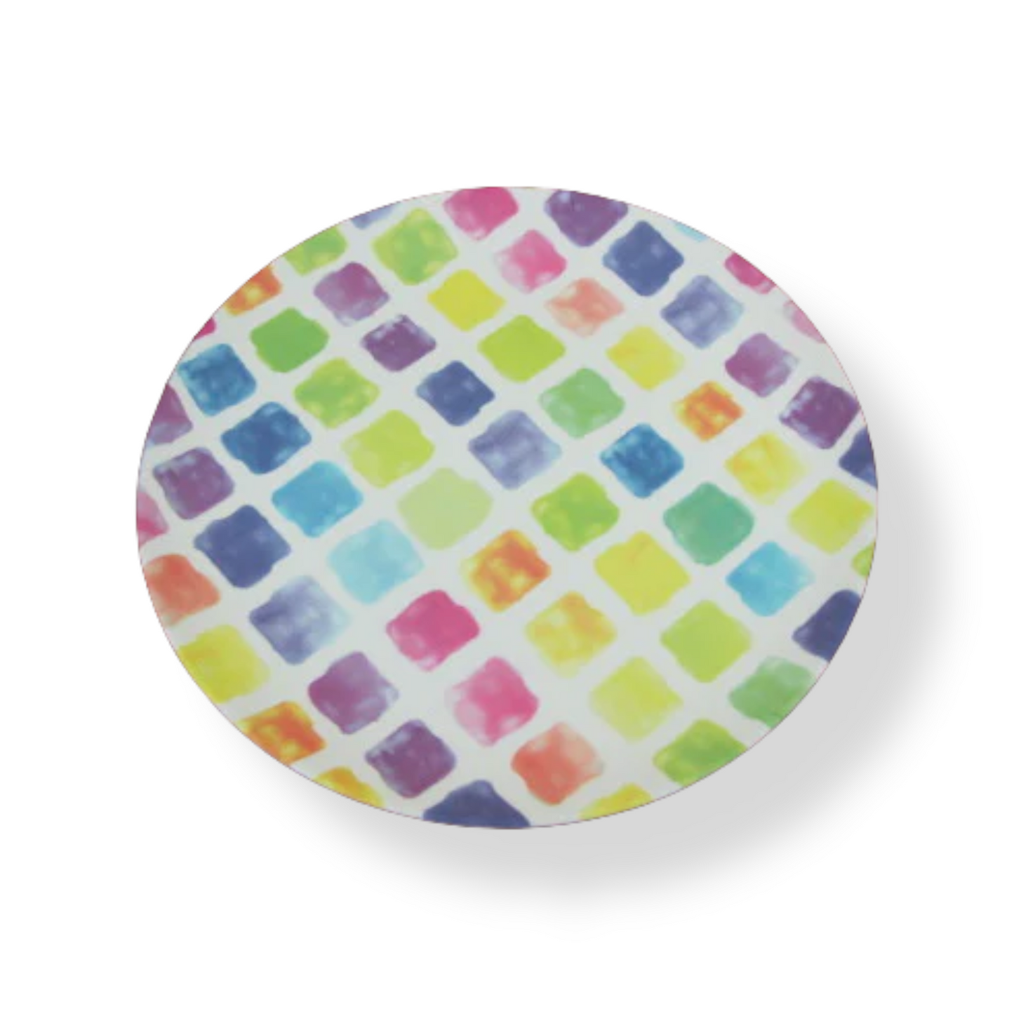 Colorful Squares Melamine Round Tray 12" - Lunaz Shop