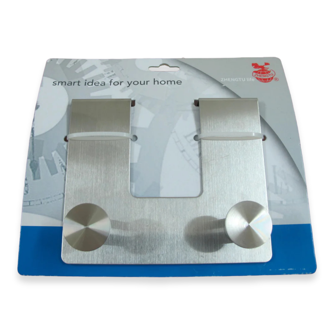 Stainless Steel Door Mounted Hanger with 2 hooks - Lunaz Shop