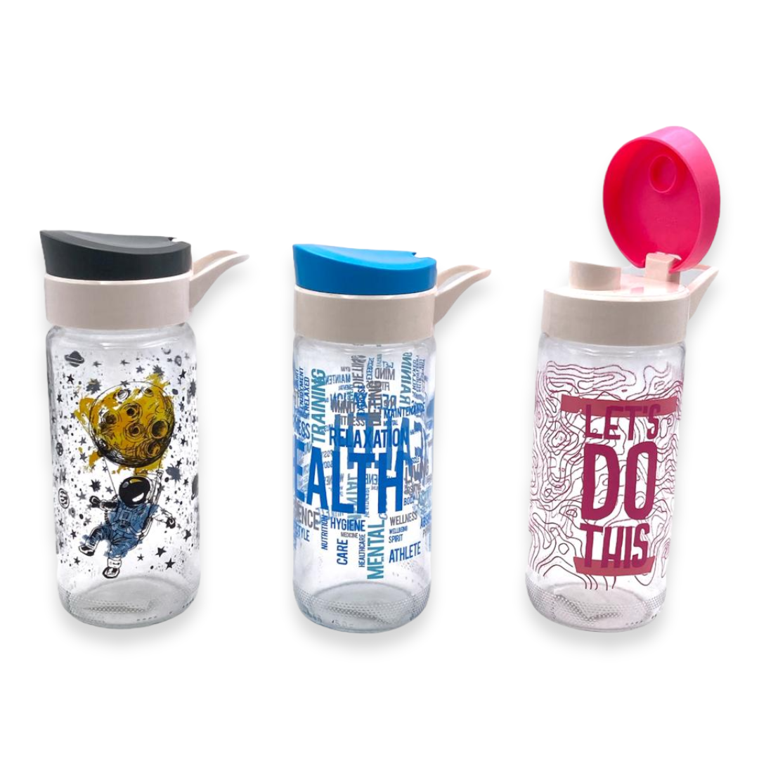 Decorated Glass Water Bottle 0.5 Lt - Lunaz Shop