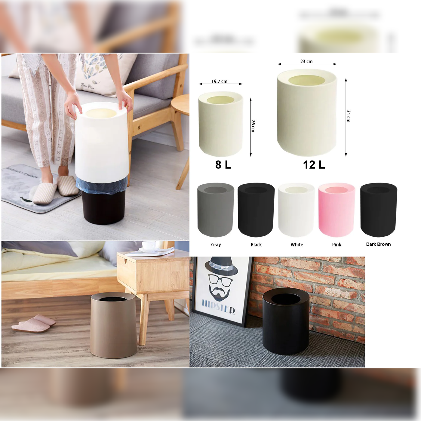 Open Top Plastic Dustbin - Lunaz Shop