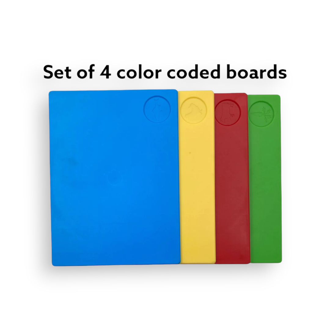 Set of 4 thick color coded chopping boards - Lunaz Shop