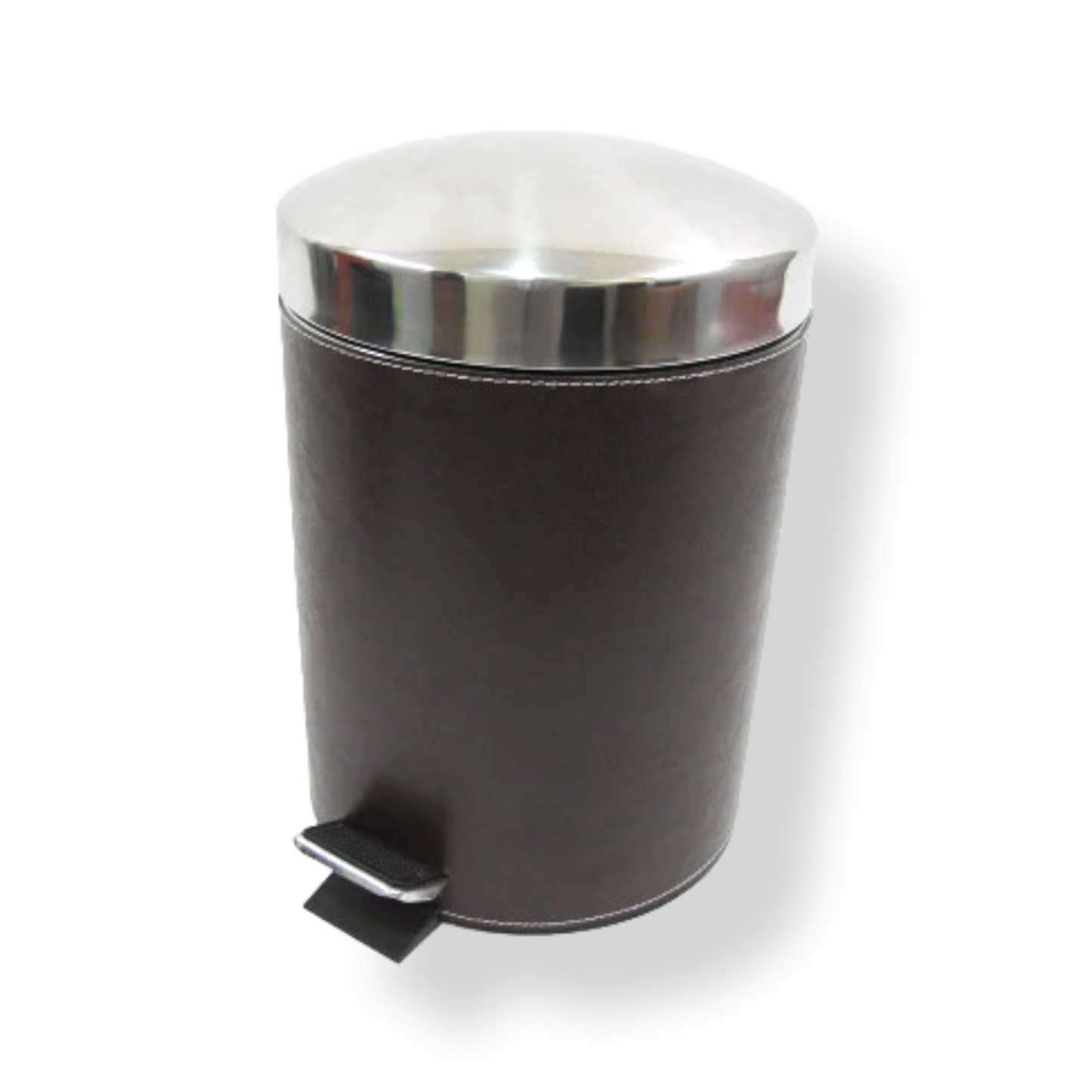 Stainless steel leather coated dustbin with plastic inner - Lunaz Shop