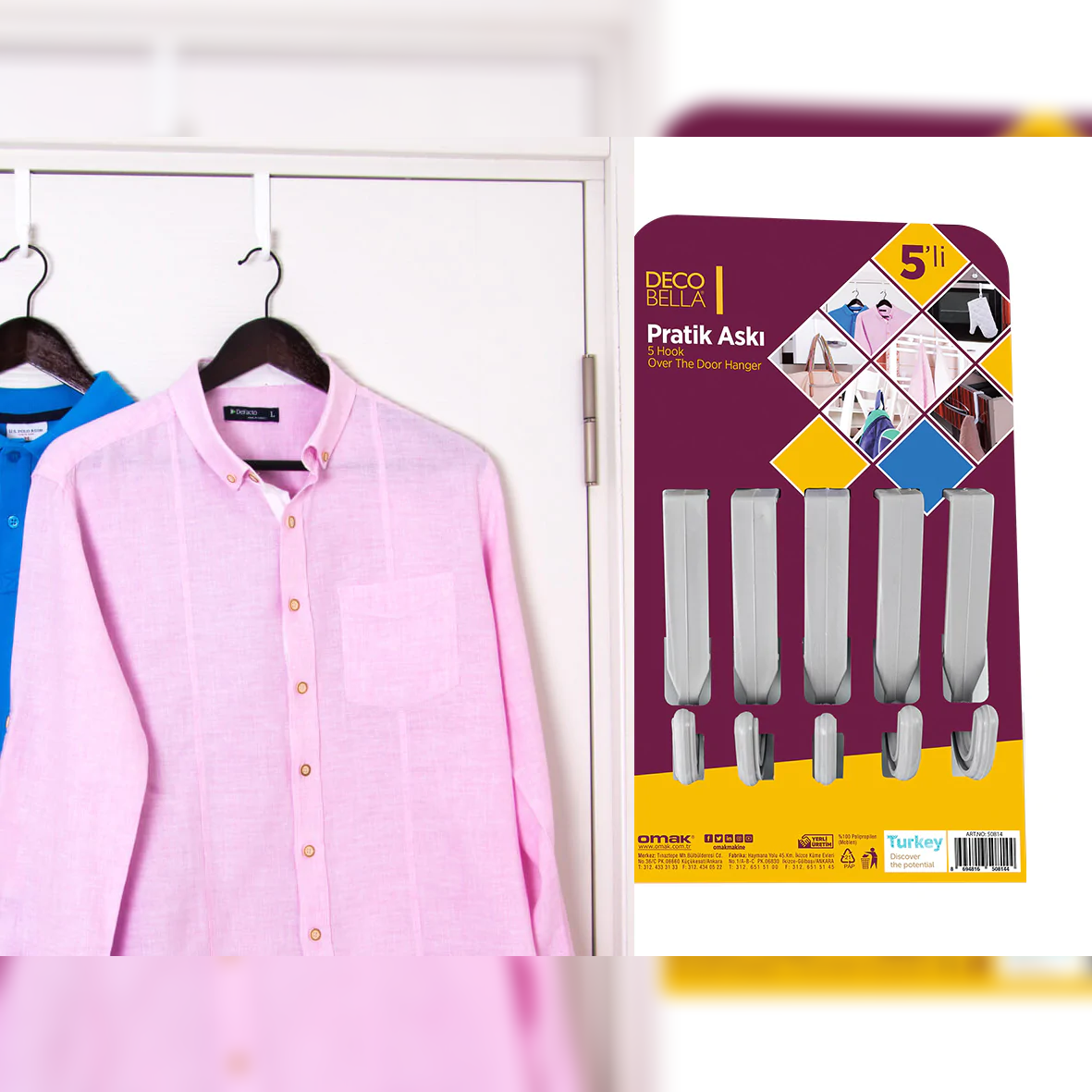 5 Hook Over The Door Hangers - Lunaz Shop