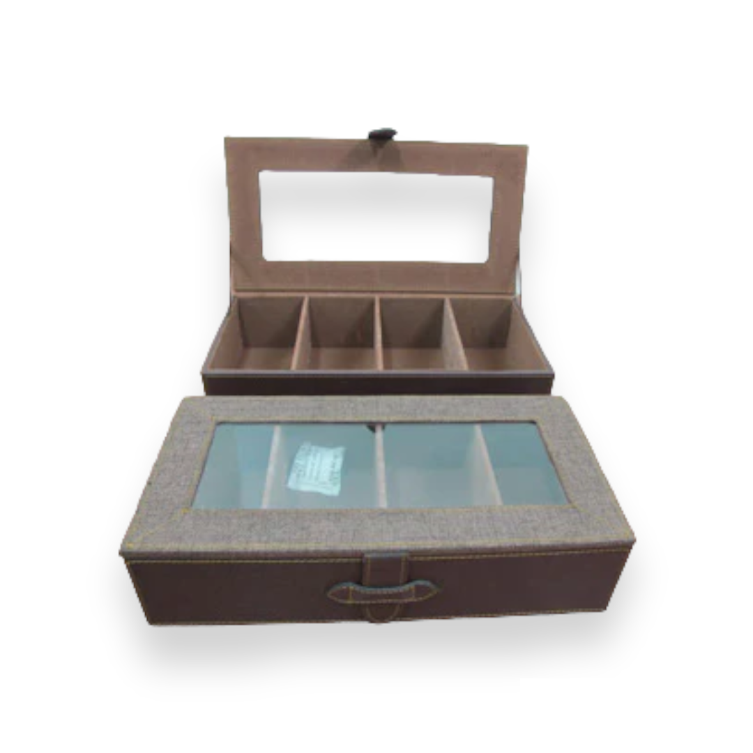 Leather with Fabric Tea Box - Lunaz Shop