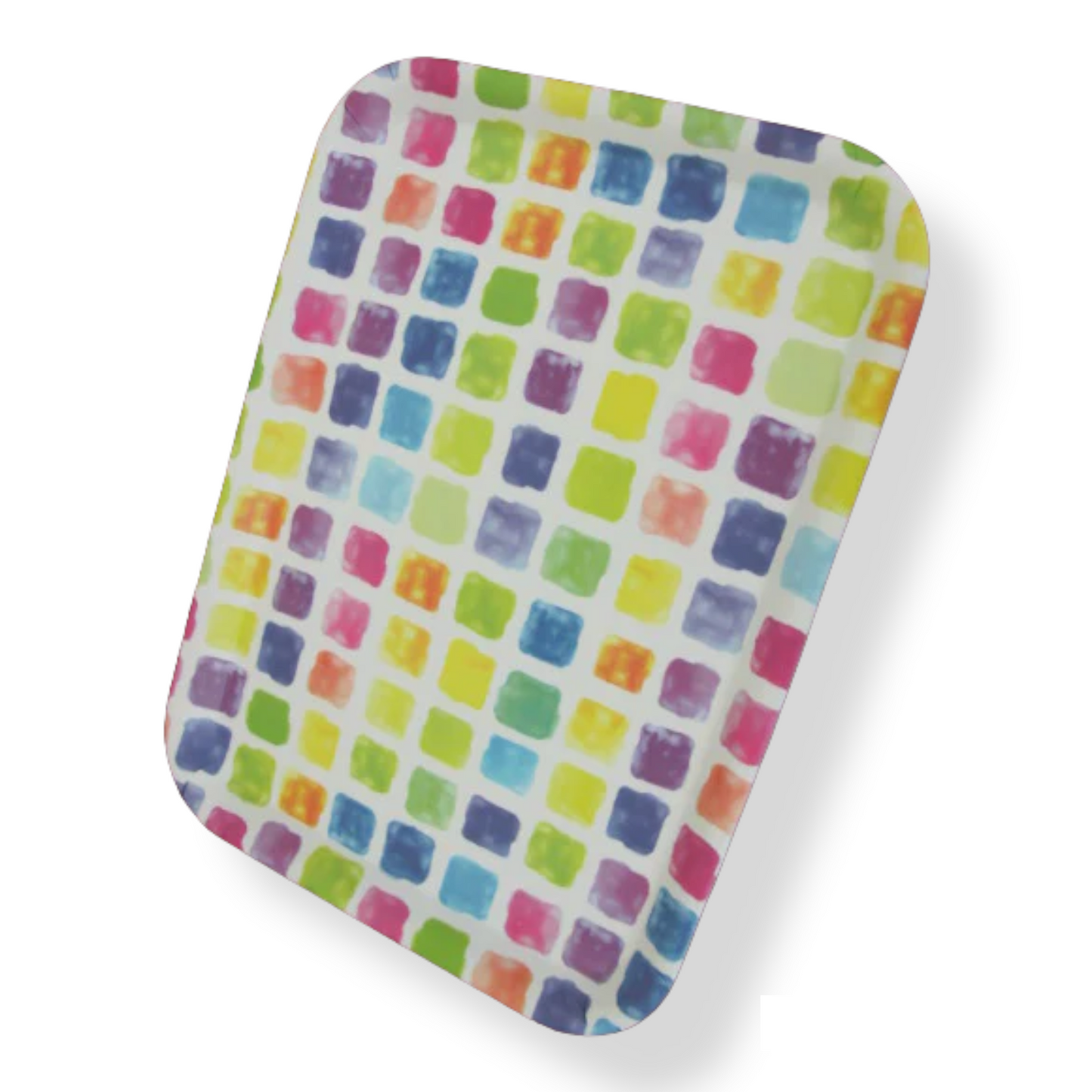 Colorful Squares Melamine Rectangular Tray 17" - Lunaz Shop