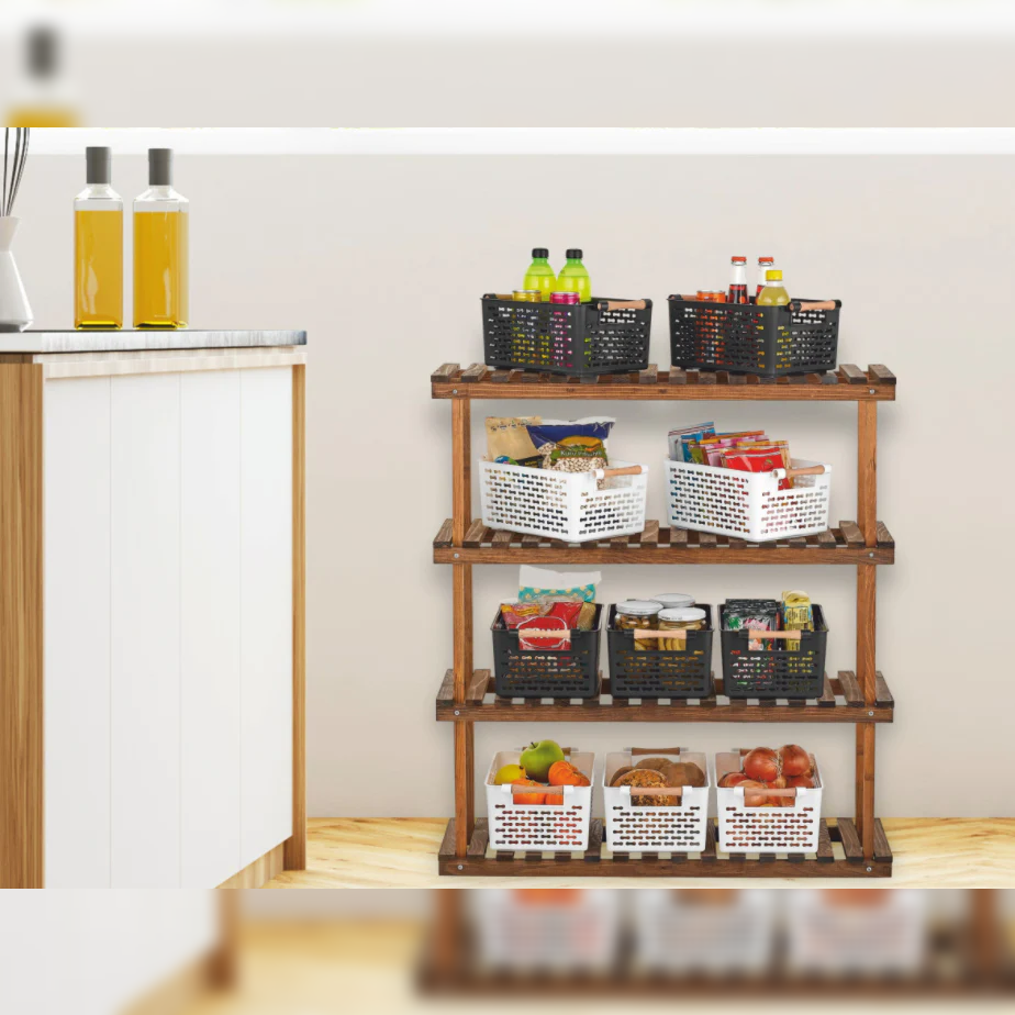 Medium Size Basket with Wooden Handles 585 - Lunaz Shop