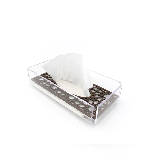 Acrylic Tissue Box with Wooden Design - Lunaz Shop
