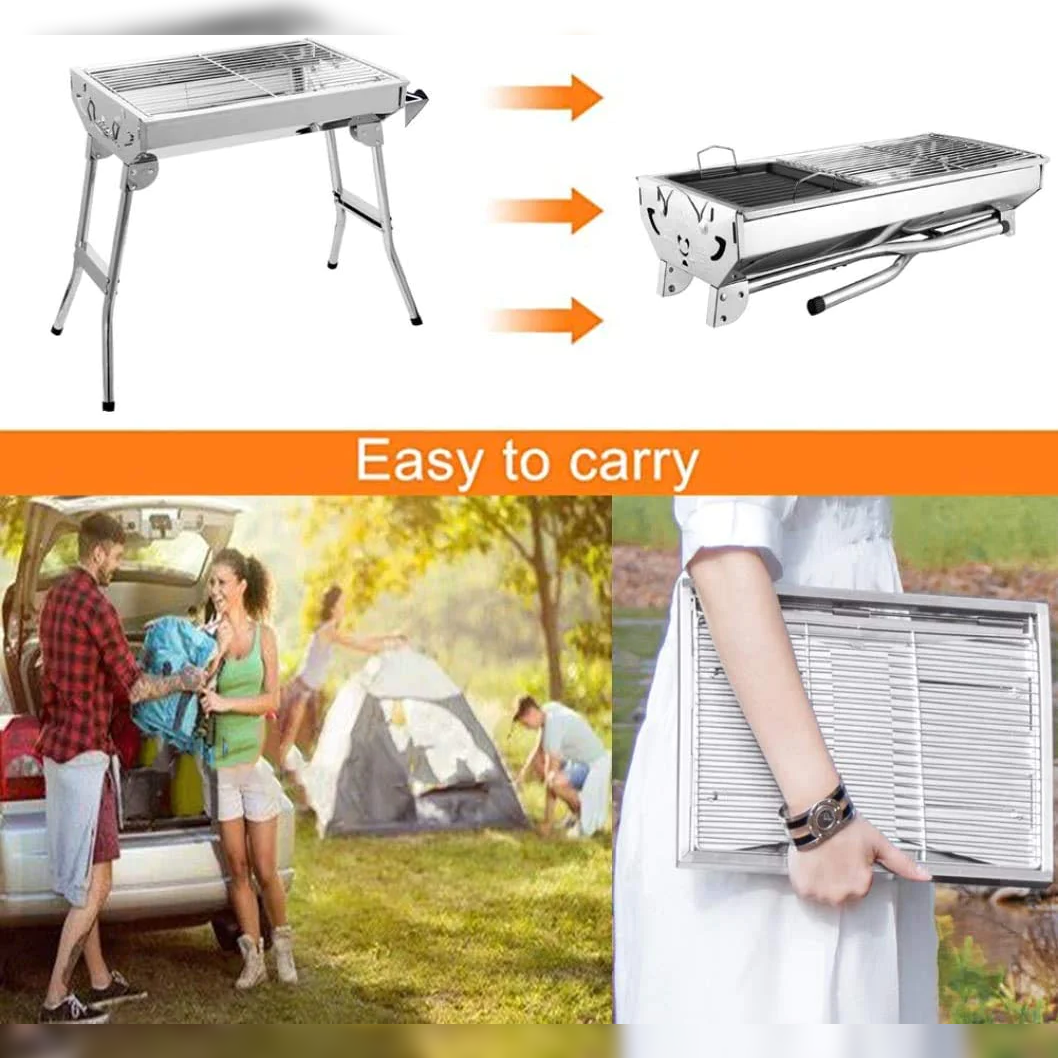 Portable Stainless Steel Barbecue 48x33 cm - Lunaz Shop