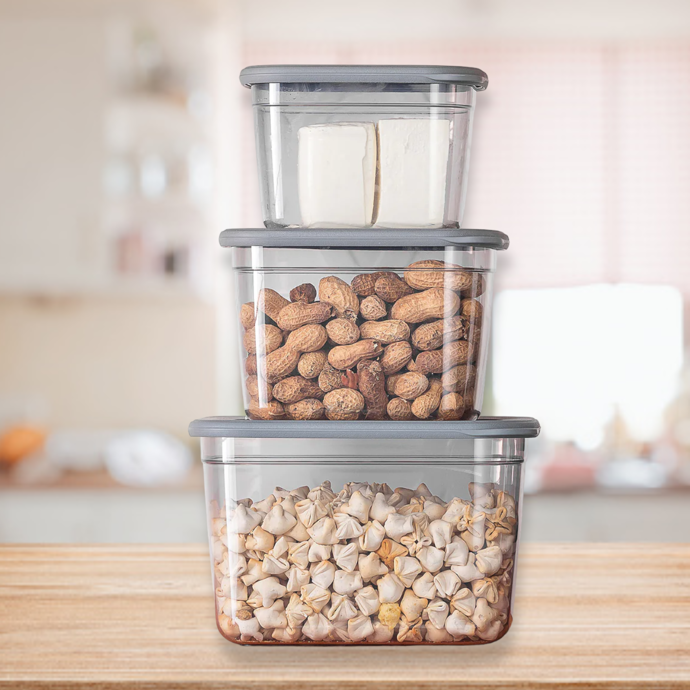 Set of 3 Poli Food Storage Box with Silicon Rim Cover - Lunaz Shop