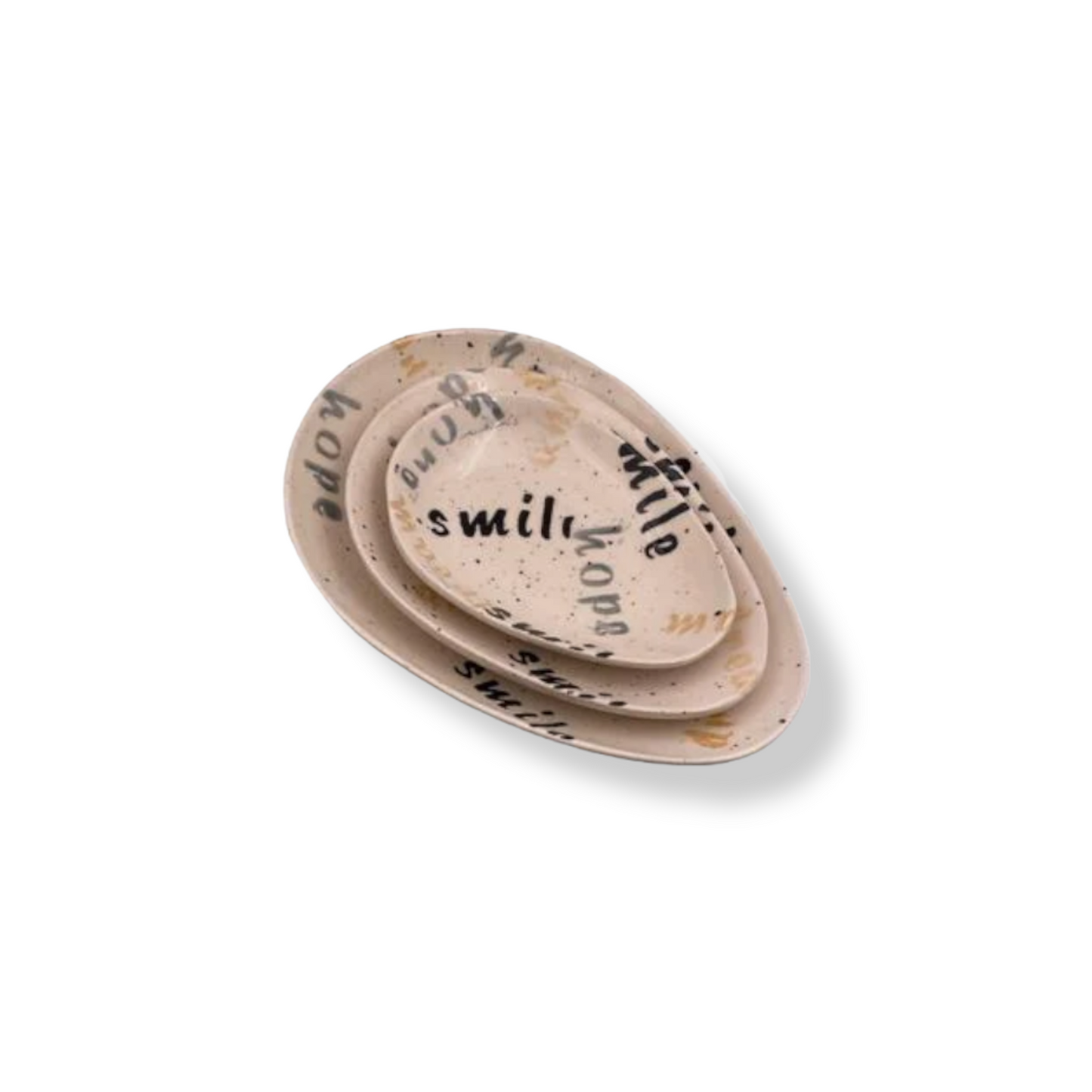 Decorated Ceramic Drop Shape Plates Set of 3 - Lunaz Shop