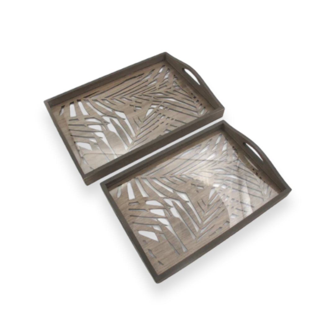 Set of 2 engraved wooden trays - Lunaz Shop
