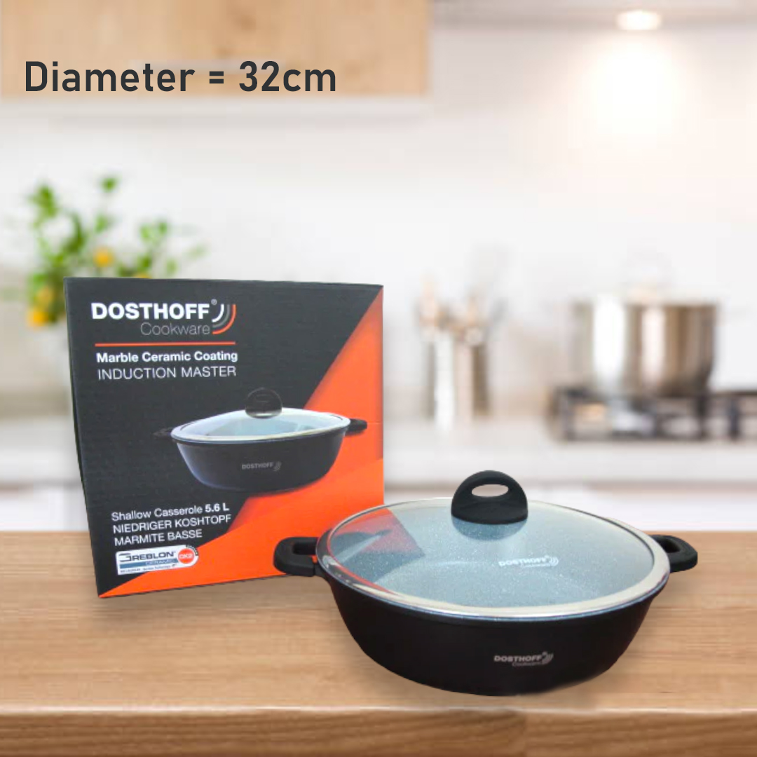 DOSTHOFF INDUCTION MASTER LOW CASSEROLE BLACK 32 CM 5.6L - Lunaz Shop
