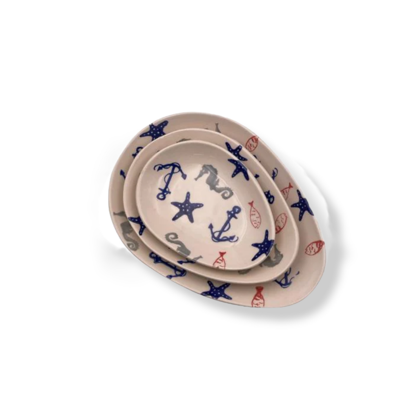 Decorated Ceramic Drop Shape Plates Set of 3 - Lunaz Shop