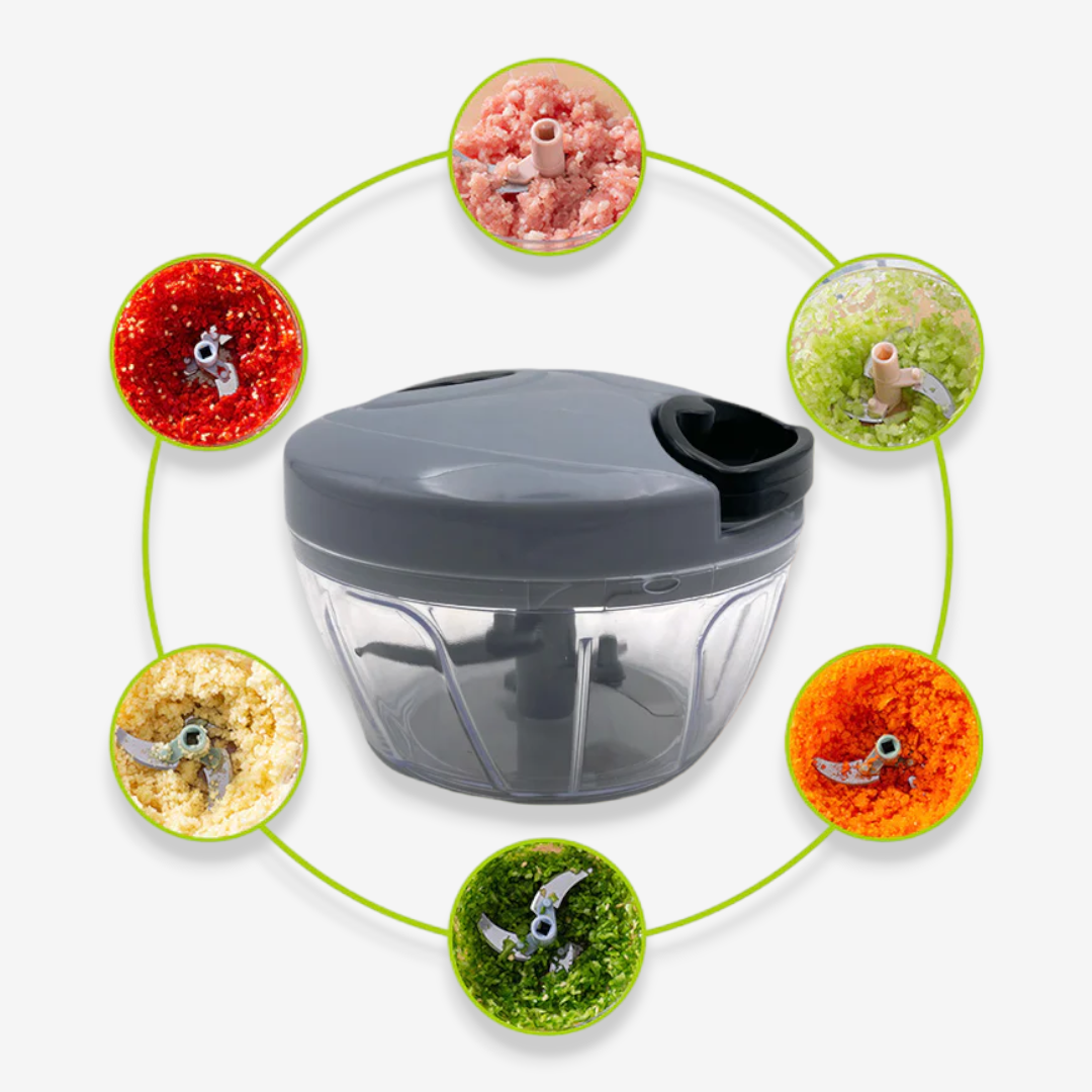 Silver Manual Food Chopper with 3 blades - Lunaz Shop