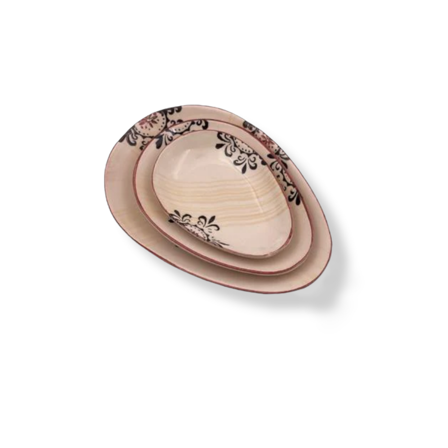 Decorated Ceramic Drop Shape Plates Set of 3 - Lunaz Shop