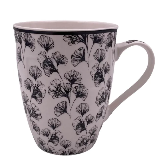 Porcelain Mug with Black Flowers - Lunaz Shop
