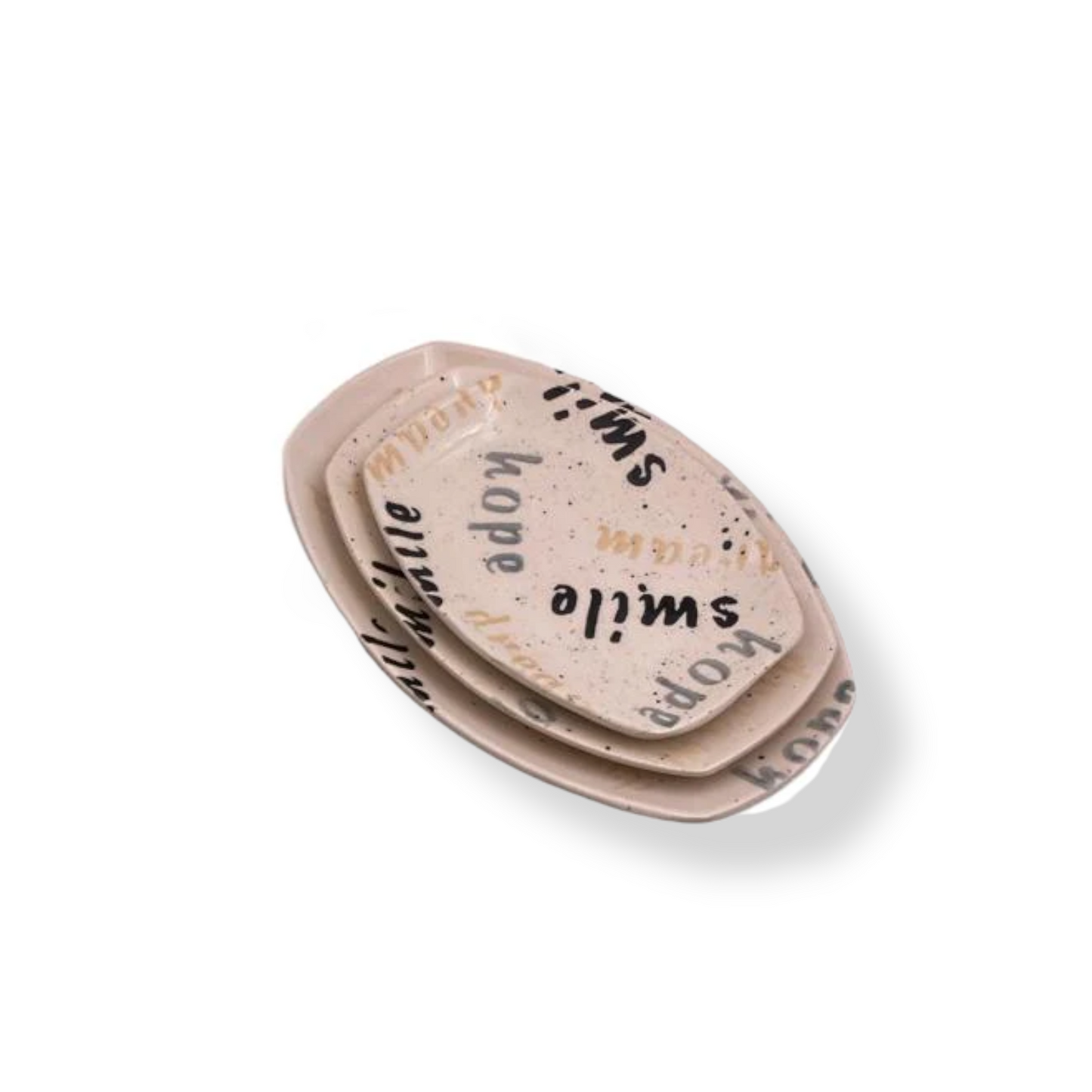 Decorated Ceramic Oval Plates Set of 3 - Lunaz Shop