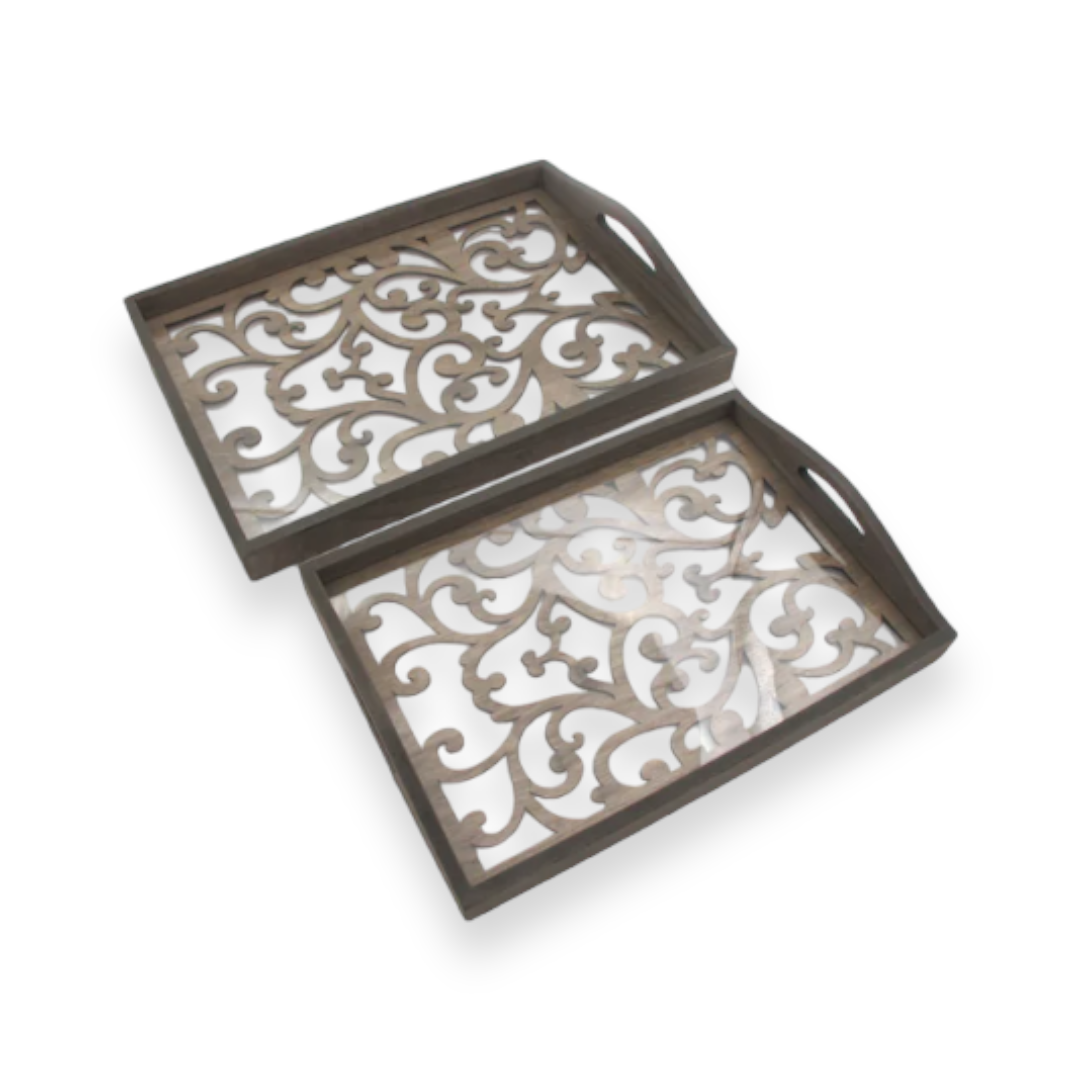 Set of 2 engraved wooden trays - Lunaz Shop