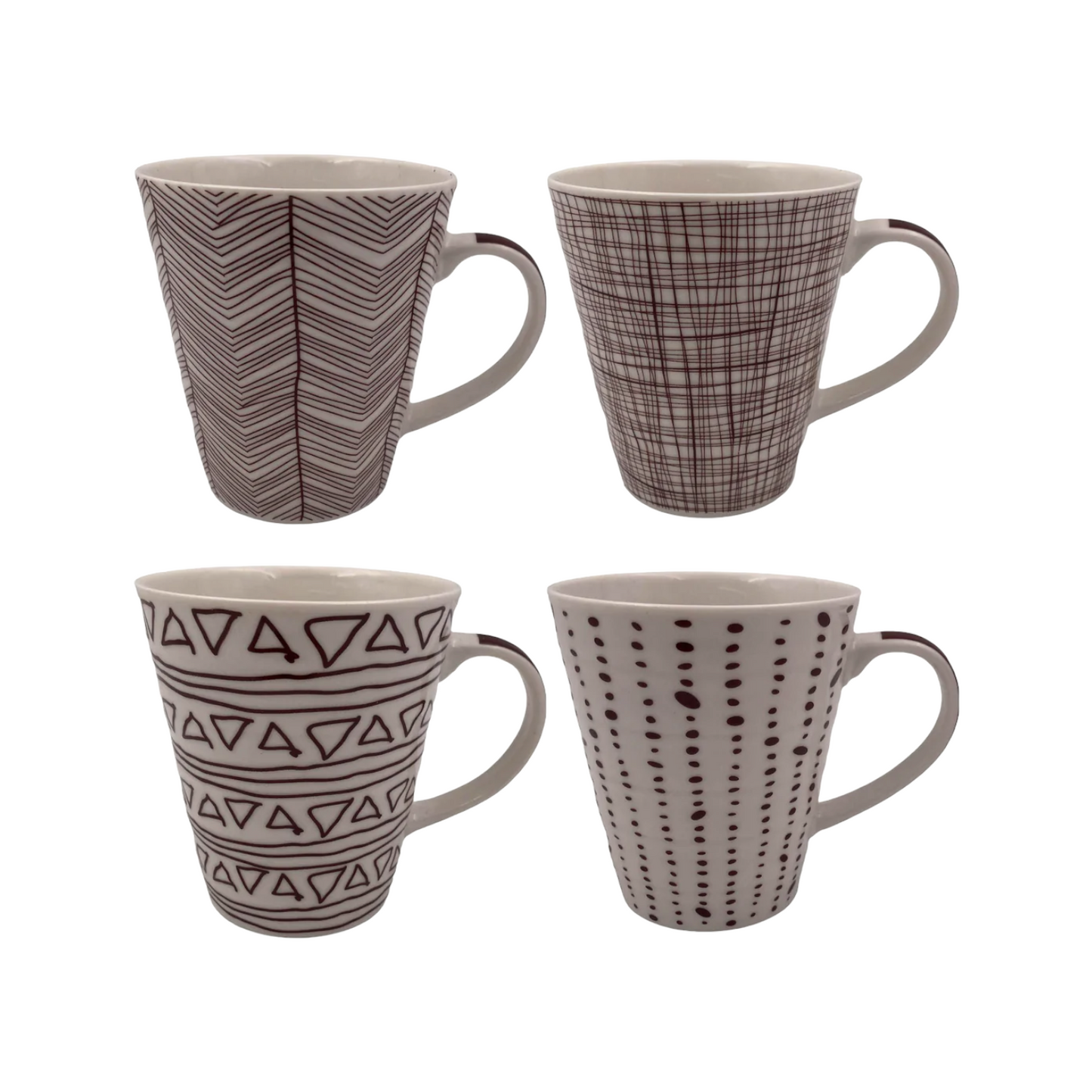 Porcelain Mug Brown Doodles - Lunaz Shop