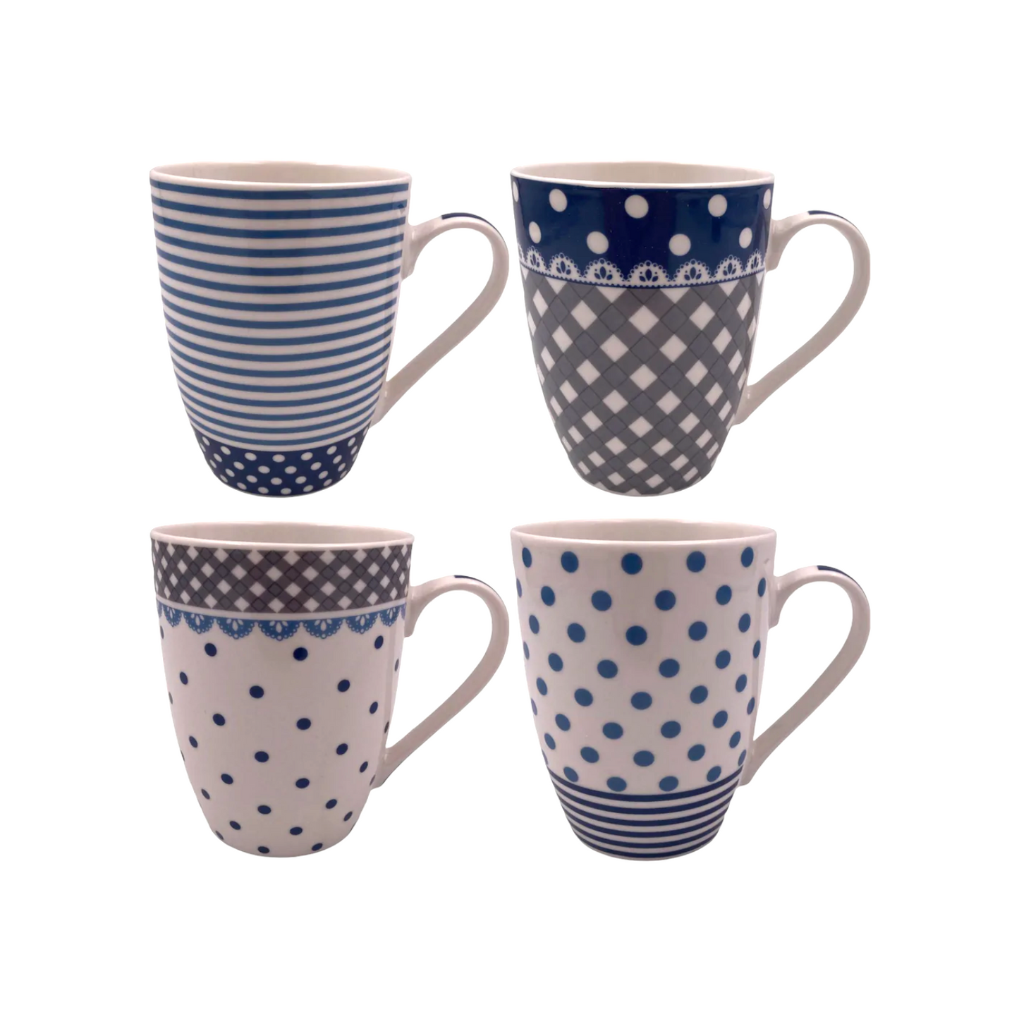 Porcelain Mug with Bleu and Gray Designs - Lunaz Shop