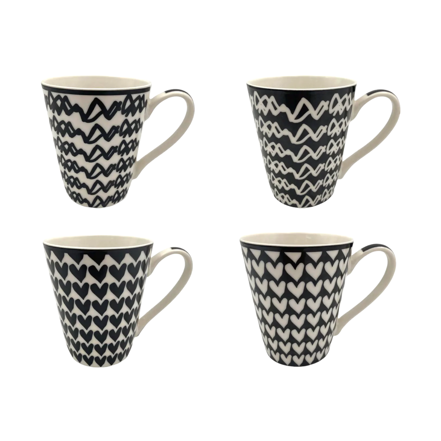 Porcelain Mug Black Patterns - Lunaz Shop