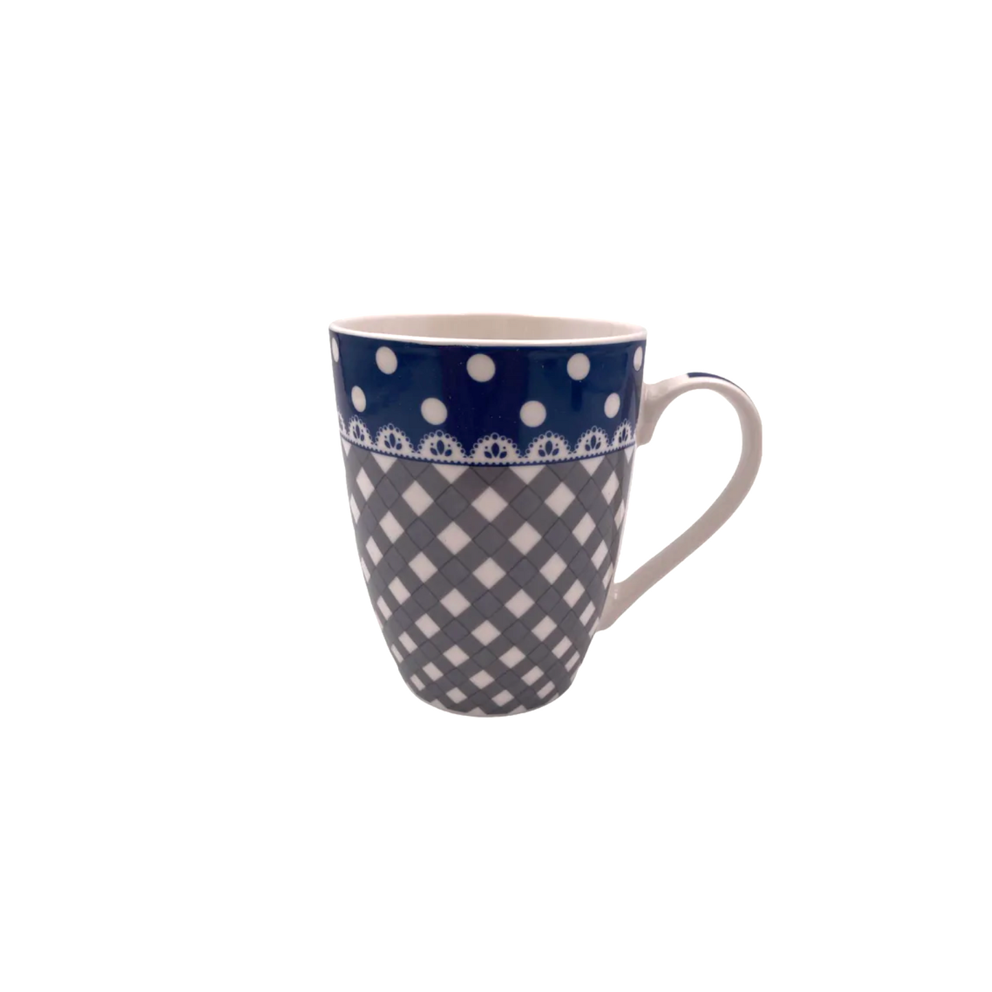 Porcelain Mug with Bleu and Gray Designs - Lunaz Shop