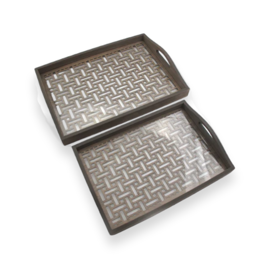Set of 2 engraved wooden trays - Lunaz Shop