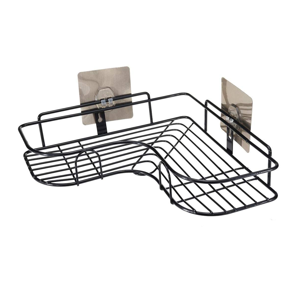 Bathroom Wire Shelf Corner Black - Lunaz Shop