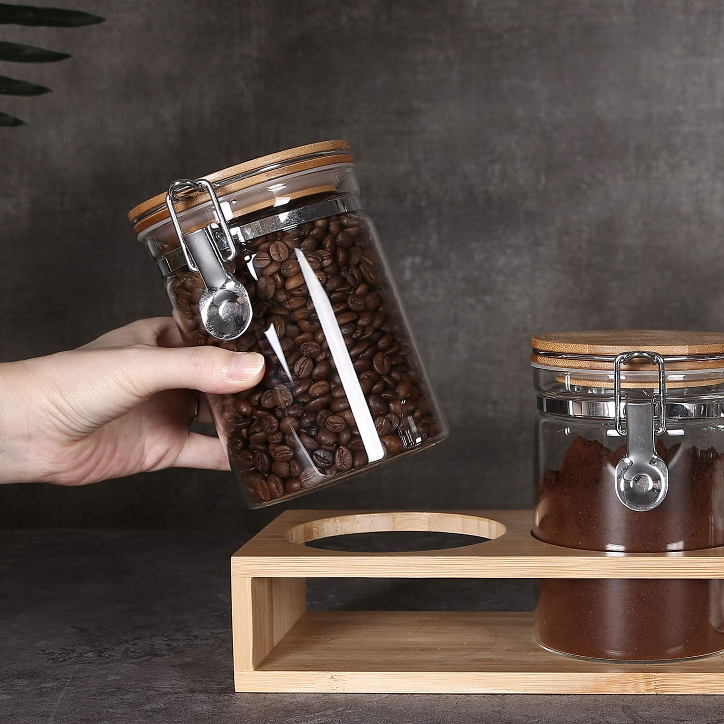 Acrylic Round Jar with wooden lid; 0.4 lt - Lunaz Shop