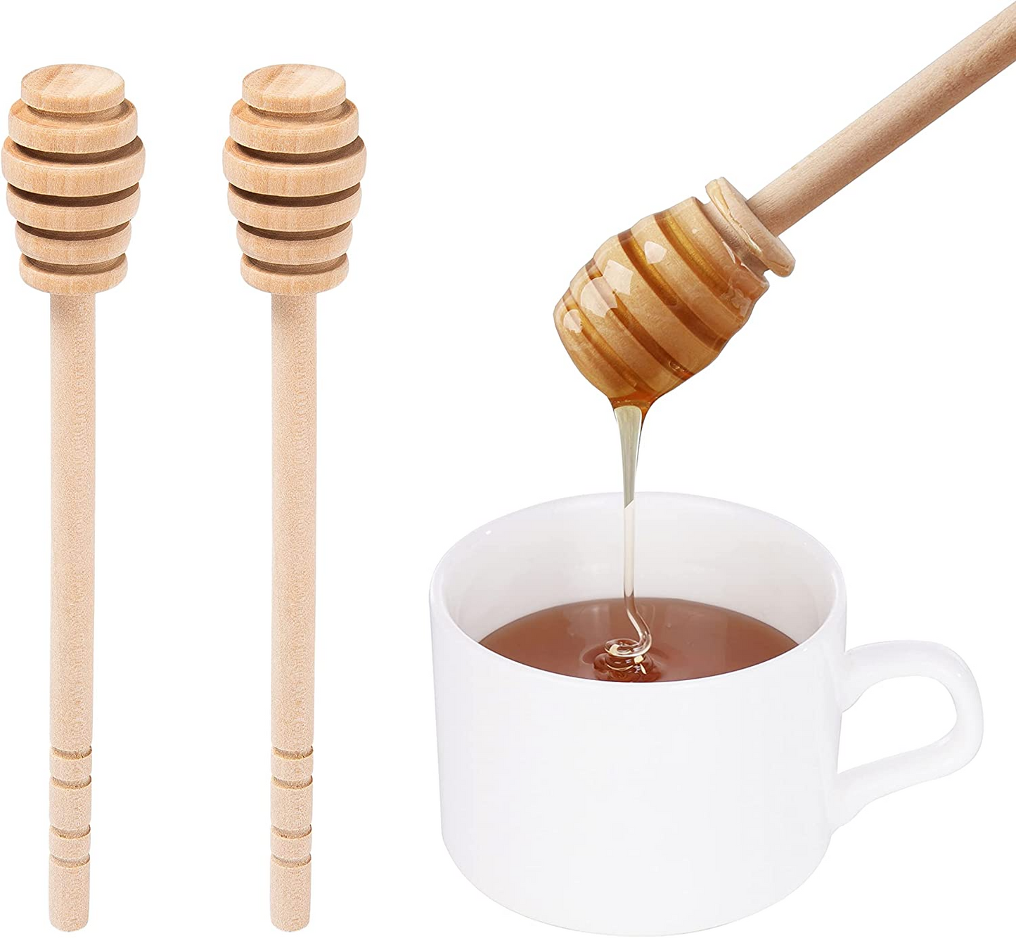 Wooden Honey Dipper X2; 16 cm - Lunaz Shop