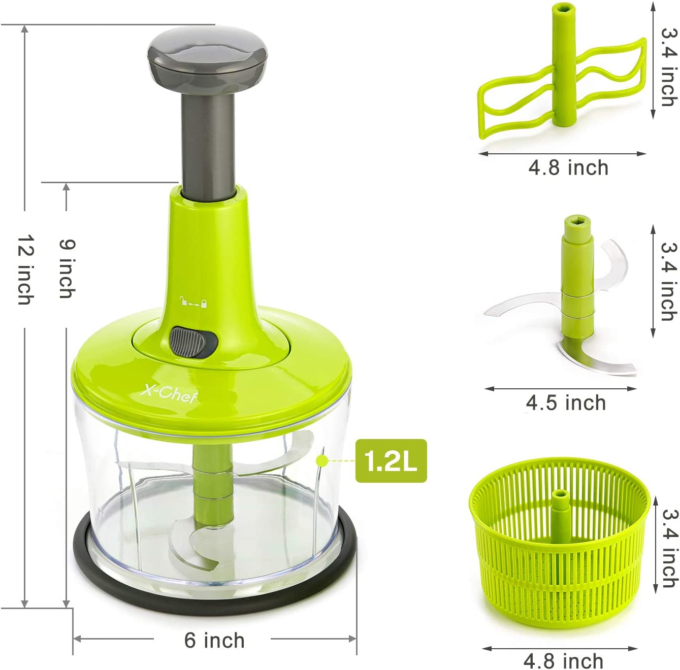 Manual Food Chopper 1.2L - Lunaz Shop