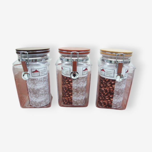 Squared Acrylic Jar with wooden lid; 1.4 lt - Lunaz Shop