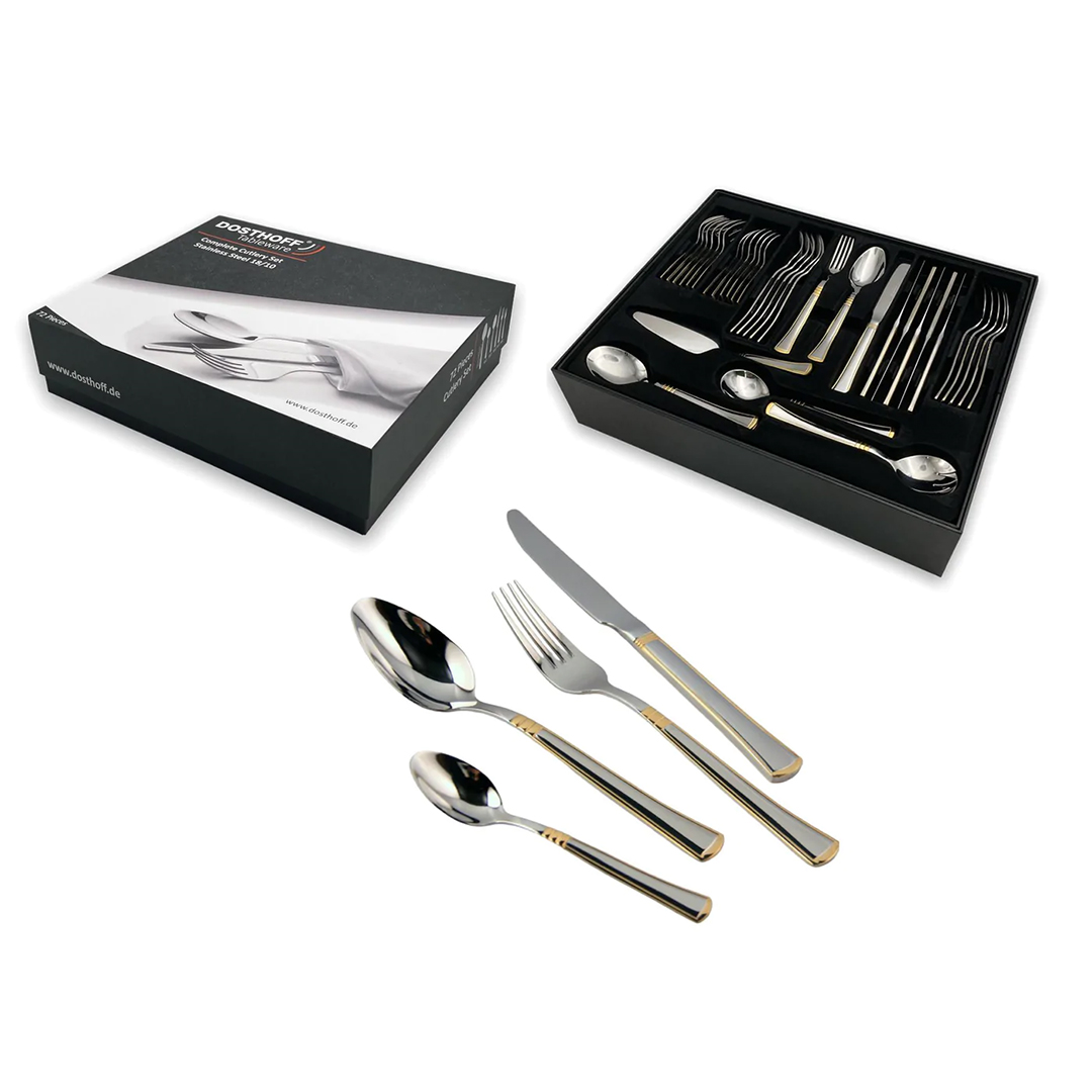 Dosthoff 72 pieces Classy Gold Cutlery Set SS 18-10 - Lunaz Shop
